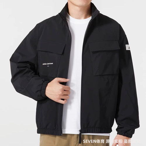 正品Adidas/阿迪达斯男子新款简约立领运动工装夹克外套IP4987