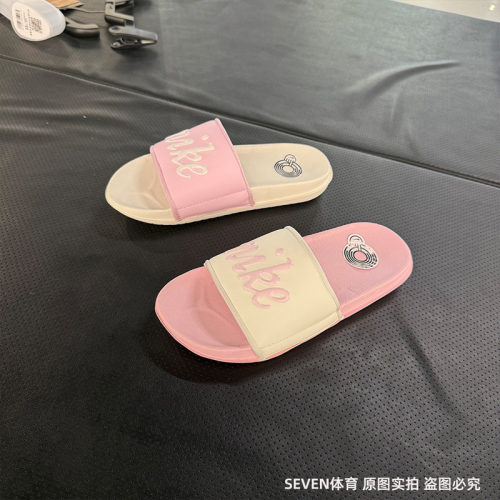 Nike耐克25夏季新款女子运动休闲凉拖鸳鸯粉白沙滩拖鞋FQ7646-104