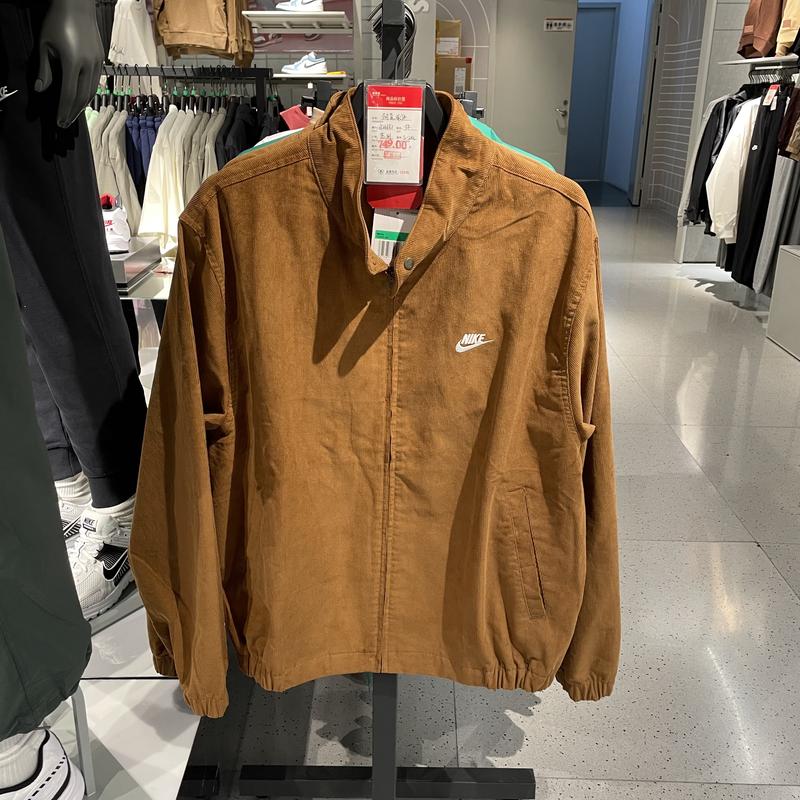 NIKE耐克外套男秋新款复古棕色灯芯绒立领夹克FZ0632-281