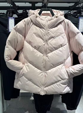 NIKE耐克女子羽绒服连帽保暖防风简约百搭面包服外套 HV5236-667