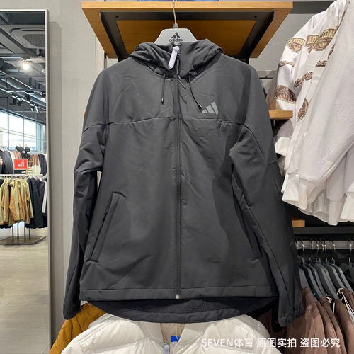 Adidas/阿迪达斯男女同款拒水加绒休闲连帽运动冲锋衣外套 KF5224