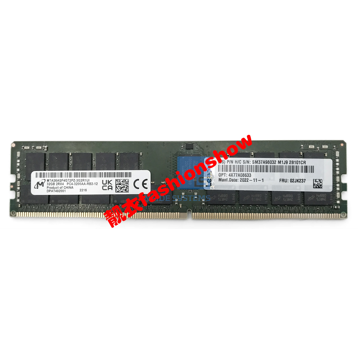 联想 02JK237 4X77A08633 32GB 2Rx4 PC4-3200AA 服务器内存