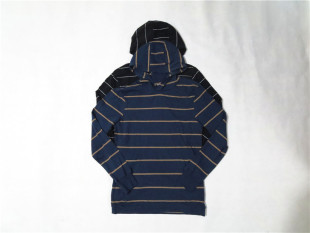 薄款 连帽T恤素款 打底tee滑板运动街舞bboy 街潮牌复古条纹长袖 美式