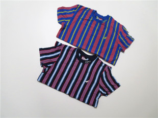 圆领T恤打底街舞bboy滑板tee 短袖 美式 嘻哈街头潮牌竖条纹宽松大码