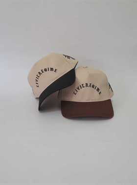 美式街头潮牌硬核oldschool刺绣拼色硬顶弯檐帽棒球帽strapback