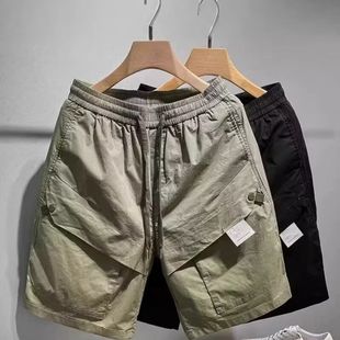男士 男 潮牌美式 夏季 五分速干運動褲 透氣中褲 新款 寬松休閑傘兵短褲