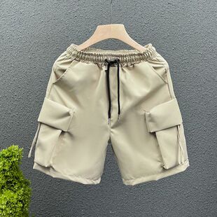 机能风工装短裤男款夏季美式宽松潮流阔腿五分裤胖子大码休闲裤子