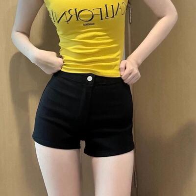 美姿衣舍辣妹牛仔短裤女夏薄款梨形身材高腰显瘦包臀花苞裤热裤