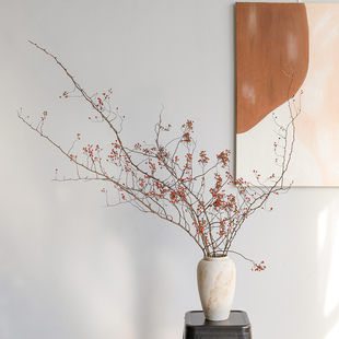 风干山归来真花干花蔷薇果干树枝插花客厅玄关侘寂风摆设天然植物
