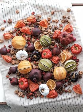进口干花干果diy材料包圣诞新年装饰摆件石榴南瓜干橙子柠檬标本