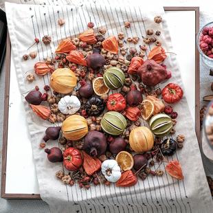进口干花干果diy材料包圣诞新年装 饰摆件石榴南瓜干橙子柠檬标本
