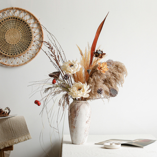 自然风干芦苇枝通草睡莲干花花束客厅书房氛围感装 礼物 饰轻奢软装