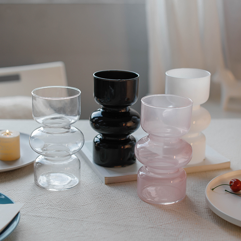 北欧轻奢玻璃花瓶轻奢级小号黑色