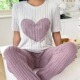两件 women home 短袖 wear suit 长裤 Pajama 睡衣女套装