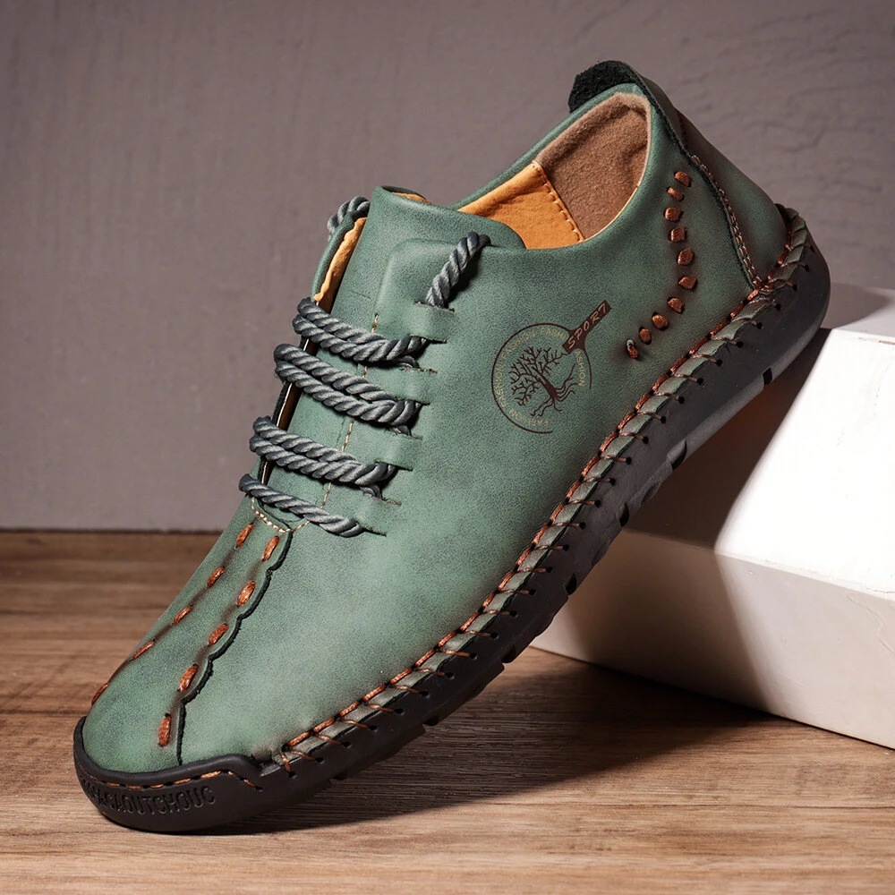 Casual Men's Large Bean Hand-tied Business Leather Shoes