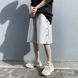 大货夏季男士短裤ins潮牌宽松纯色休闲排扣运动五分裤子DK83-P26，男装休闲裤，星座1008