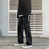 21牛仔裤男港风复古宽松直筒裤韩版chic潮流休闲阔腿裤B，男装牛仔裤，星座1008