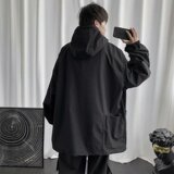 春季港风连帽夹克男韩版宽松休闲抽绳卫衣外套W853加绒45，男装夹克，星座1008