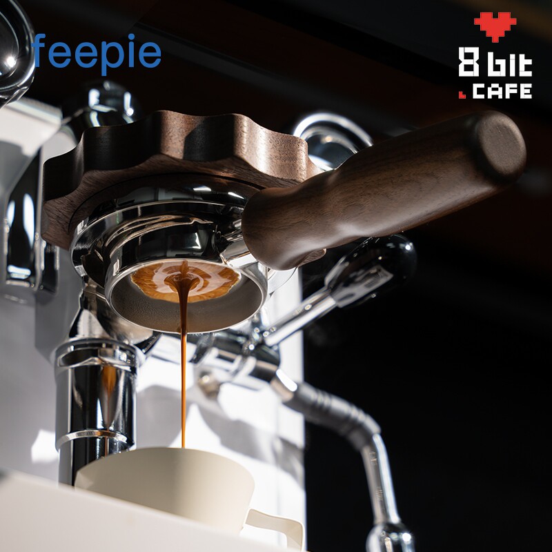 feepie啡派咖啡无底手柄不锈钢胡桃木咖啡机萃取把手粉碗意式配件