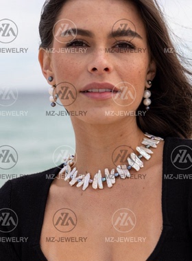 天然紫锂辉淡水巴洛克珍珠项链女