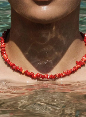 红色时髦气质锁骨链欧美情侣项链