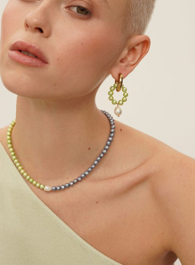 欧洲小众设计拼接颈链巴洛克珍珠