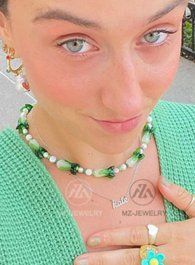 choker欧美蔬菜小众短款淡水珍珠