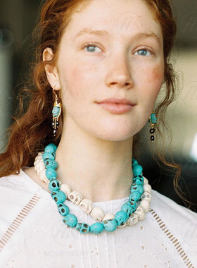 小众复古骷髅头项链情侣锁骨链