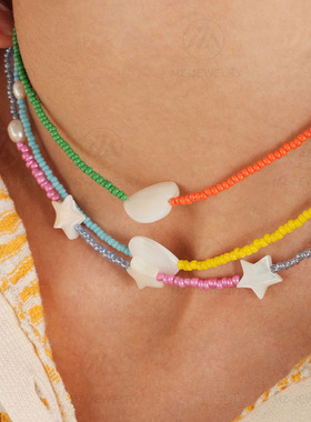 欧美小众设计淡水葫芦珍珠彩项链