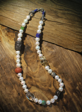 高订原创复古藏式珍珠多宝石项链