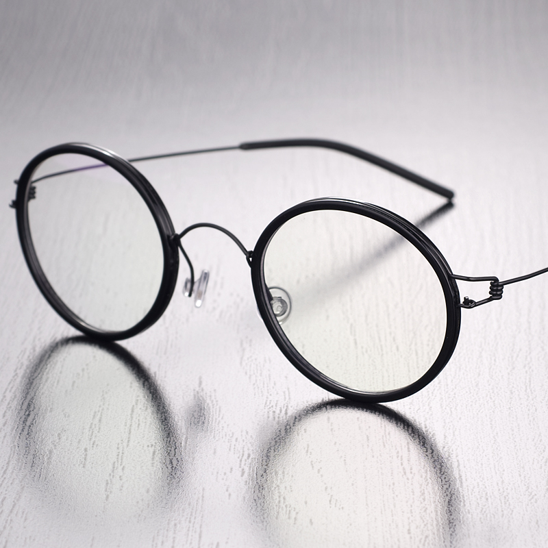 眼镜框无螺丝超轻眼睛架全框纯钛黑色林的近视专业配镜防蓝光L12