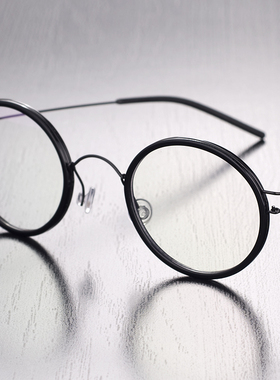 眼镜框无螺丝超轻眼睛架全框纯钛黑色林的近视专业配镜防蓝光L12