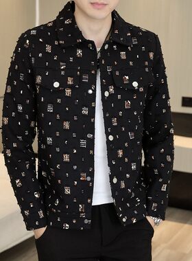 欧货AN&LV/岸绿外套男春秋款2026新款潮牌夹克翻领薄款衣服韩版休