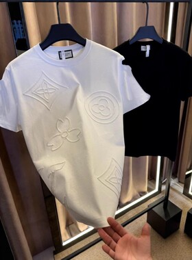 欧货AN&LV/岸绿夏季潮流时尚潮牌轻奢短袖新款休闲半袖T恤男士修