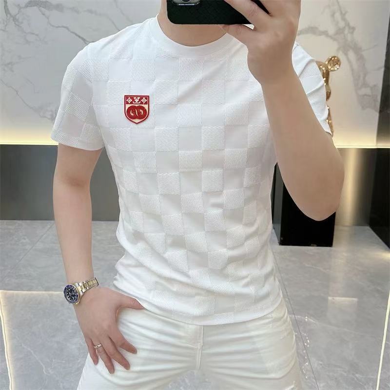 欧货AN&LV/岸绿2025夏季新款男士t恤轻奢潮牌薄款男士短袖圆领时