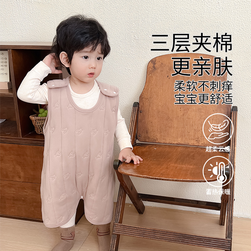 秋冬季婴儿夹棉背心睡袍