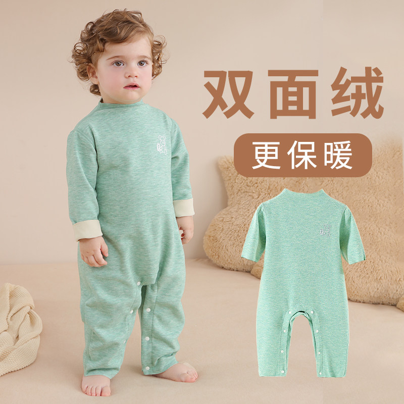 宝宝高领德绒自发热保暖连体衣