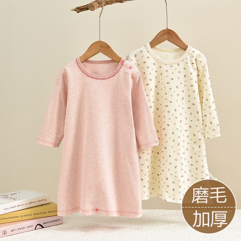 婴儿睡袍秋冬加厚100%纯棉无骨连体衣防踢长袖睡裙婴幼儿睡袋保暖