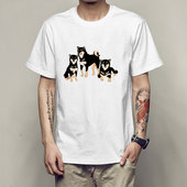 趣味搞笑卡通狗狗T恤2019夏季 新款 印花圆领莫代尔棉白色上衣潮