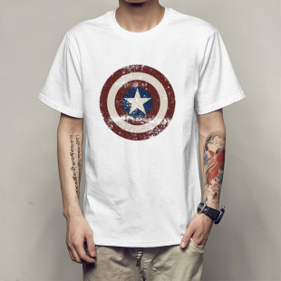 漫威Captain America 美国队长男士T恤欧美潮款时尚短袖T恤男女款