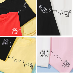 2020年新款 情侣装 不一样 t恤宽松上衣网红男女ins潮夏 两件装