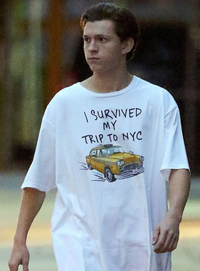 蜘蛛侠英雄无归I Survived My Trip Nyc 返校日荷兰弟同款T恤短袖