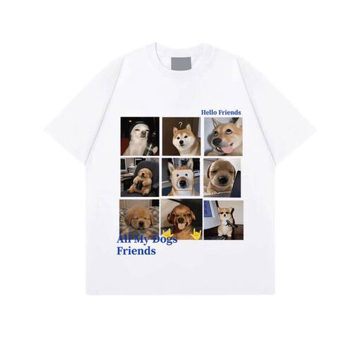 ALL MY DOG FRIEND meme抽象ins表情包搞笑设计日常纯棉短袖男女