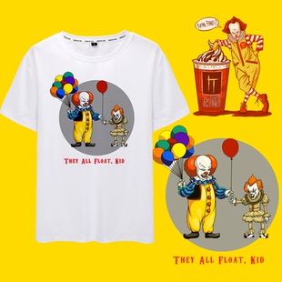 小丑回魂pennywise短袖男t恤欧美电影周边印花男女T恤上衣夏衣服