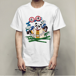 新款 休闲设计高品质学生服装 熊猫短袖 男女同款 t恤情侣装 2020夏季
