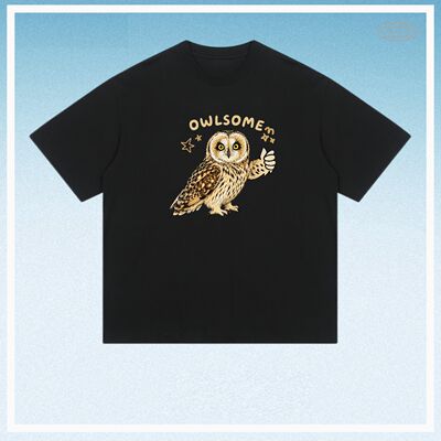 OWLSOME猫头鹰短耳鸮meme图鉴趣味短袖设计感T恤纯棉鸟类观赏观鸟