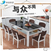 简约双层钢化玻璃正方形长方形饭桌1