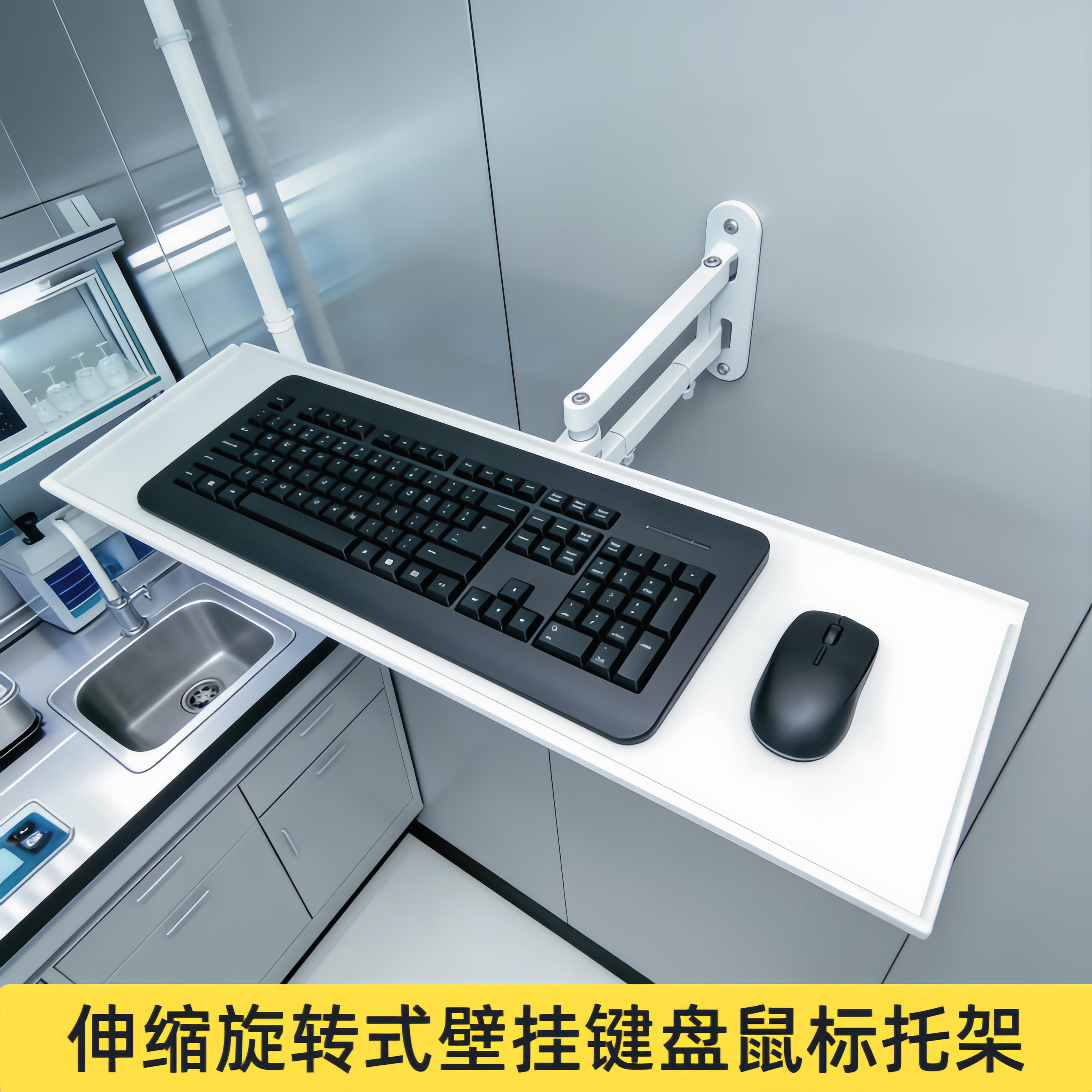 显示器键盘托架键盘鼠标支架壁挂式伸缩旋转调节铝型材支架键盘架