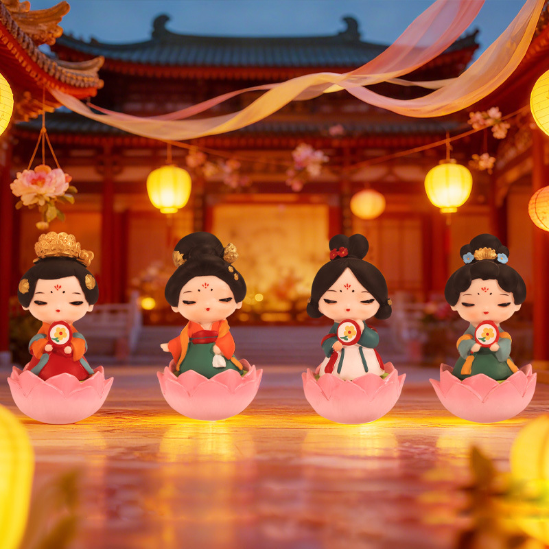 国潮古风唐仕女不倒翁摆件旅游纪念品树脂装饰品中国风小礼品玩偶