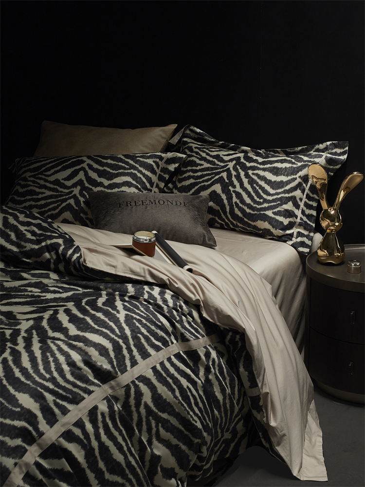 鼎级100支匹马棉四件套全棉数码印花斑马纹被套 轻奢欧美床上用品